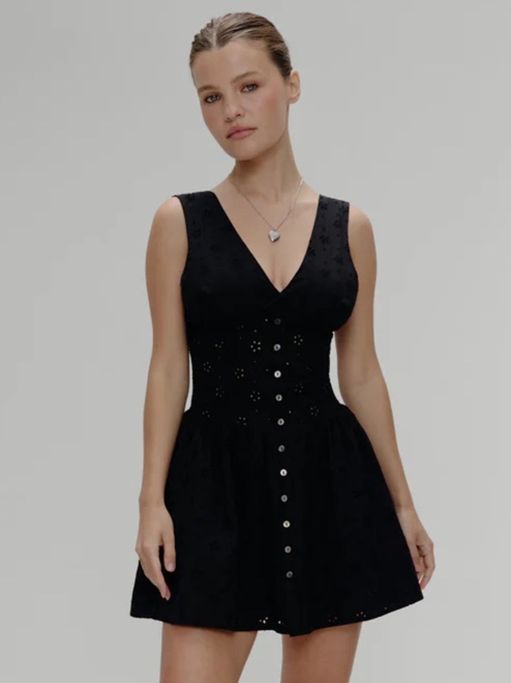 Frankie’s Bikinis Marley Eyelet dress - Blk Sz L NWT